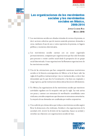Las organizaciones de los movimientos sociales y los movimientos sociales en México, 2000 - 2014